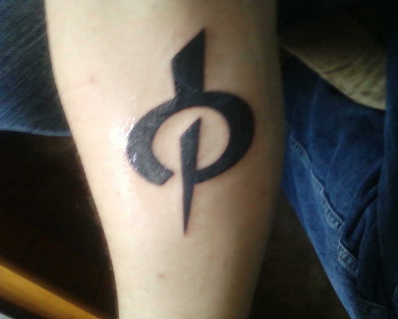 It's a stylized version of the greek letter Phi, got it on the inside of my 